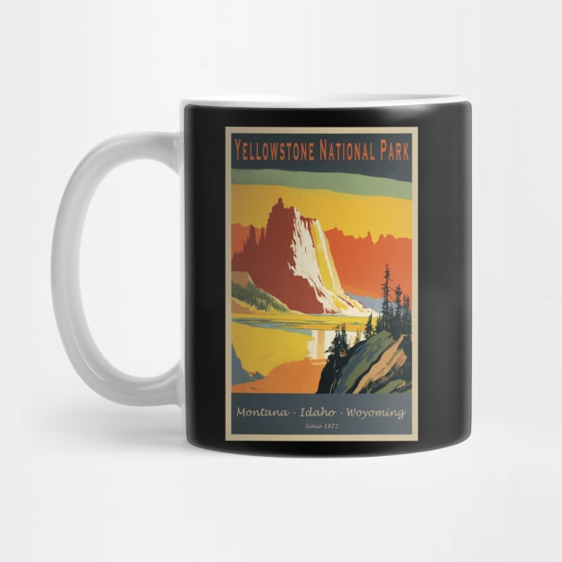 Yellowstone National Park Vintage Poster by GreenMary Design